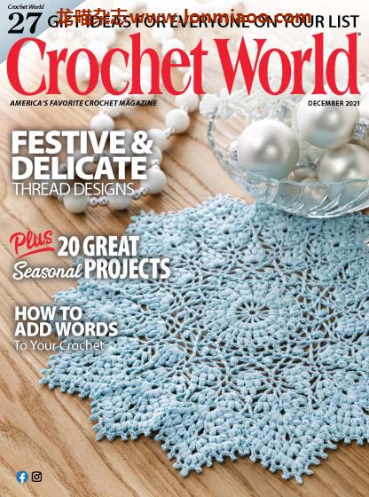 [美国版]Crochet World 钩针编织手工杂志PDF电子版 2021年12月刊